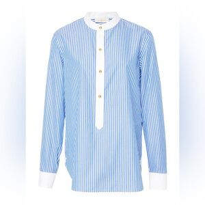 Tory Burch Blue and White Striped Button Down.